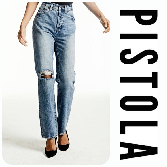 NWT Pistola Cassie Super Hi Rise Button Fly Straight Jeans Sz. 26x31 Play Day - Picture 1 of 13